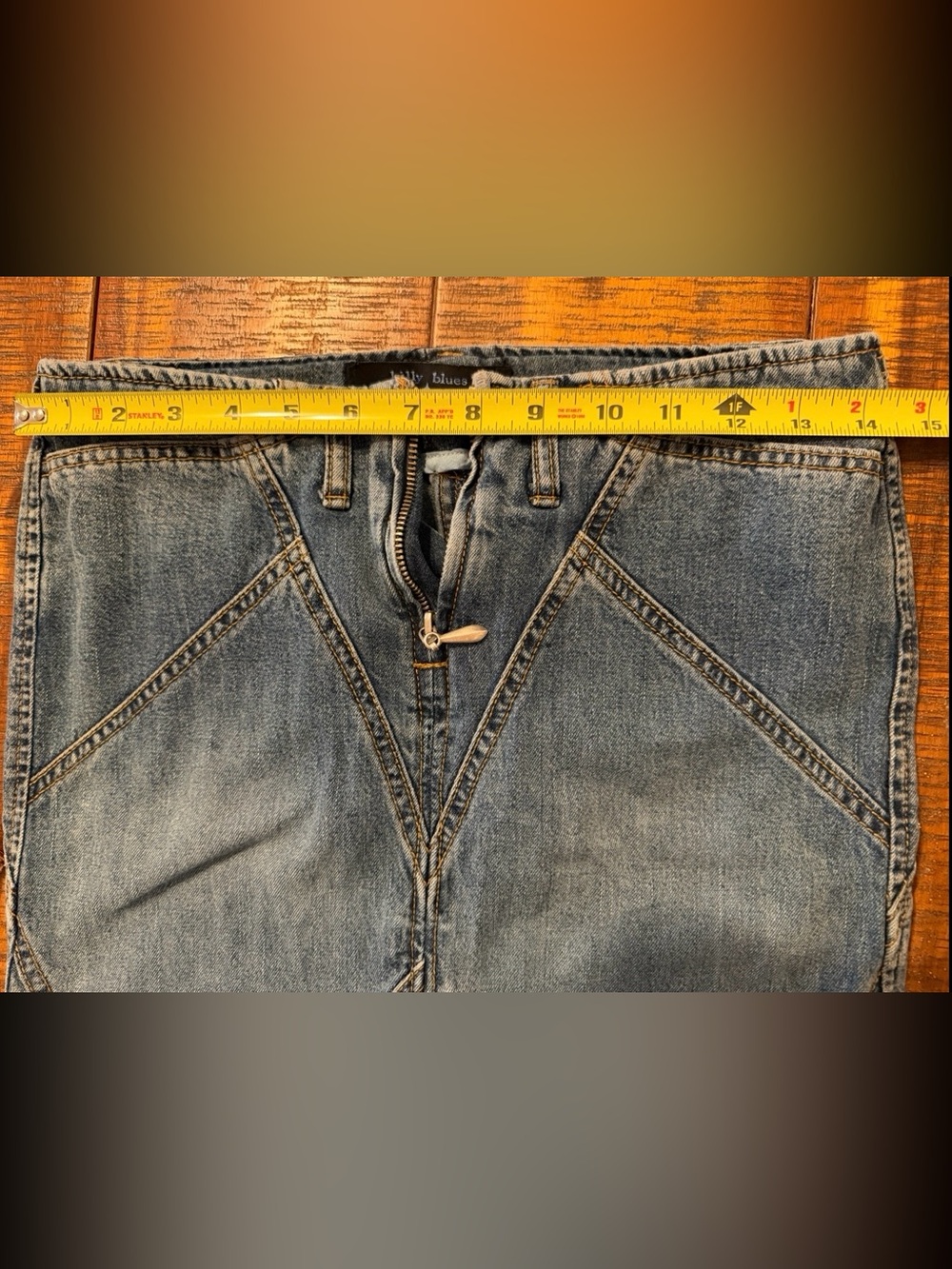 Women's y2k Denim Maxi Skirt with Panel Stitching - Picture 3 of 3